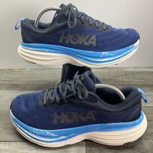 Hoka One One Bondi 8 Mens Running Shoes Blue Navy White 1123202 OSAA Size 9.5 D